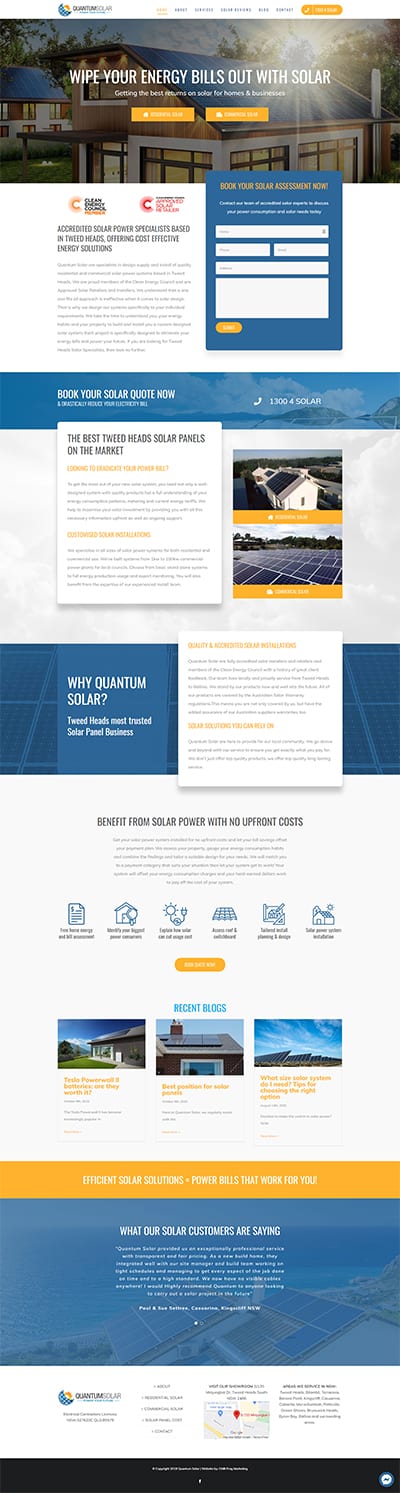 Quantum Solar website built by Ad On Digital