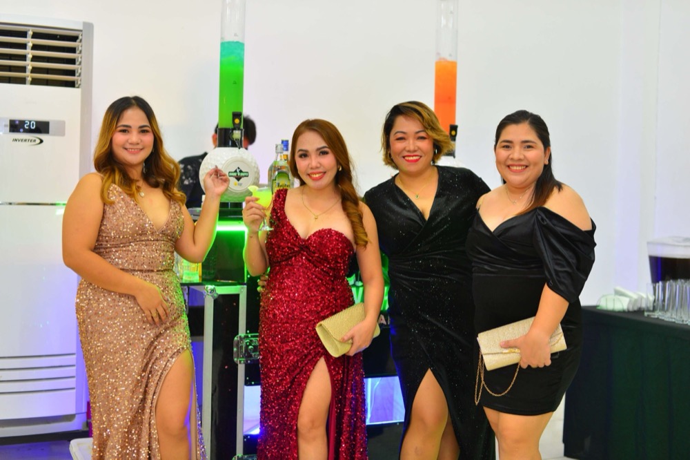 Team members celebrating together at a company event