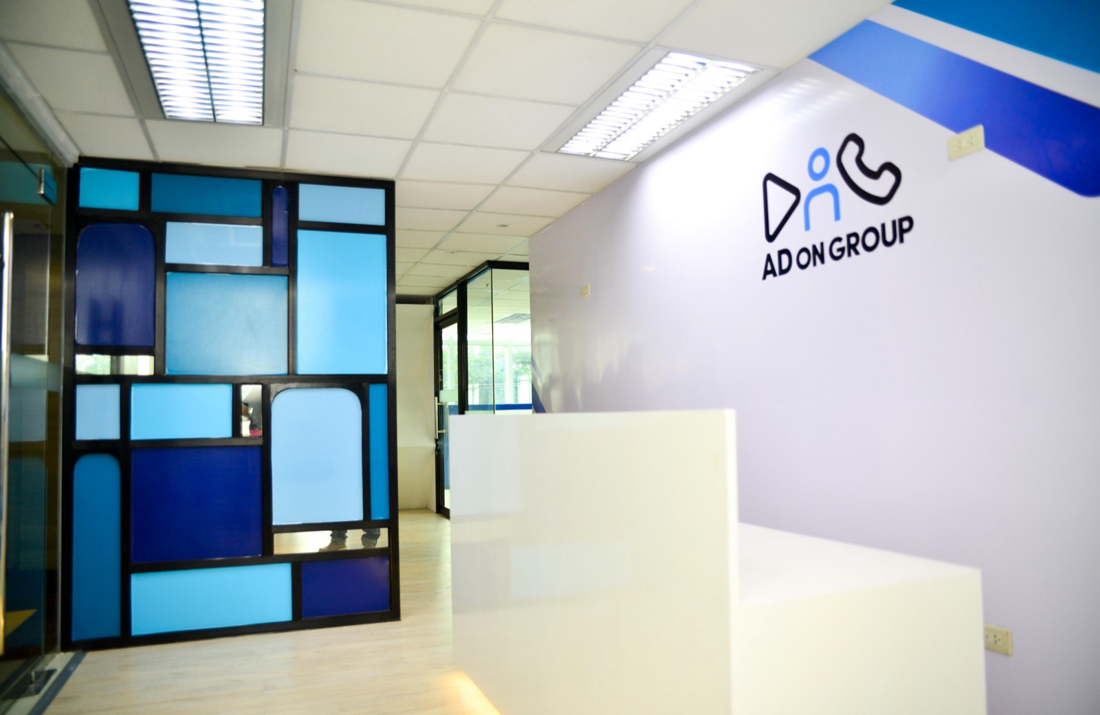 Reception area of the Ad On Group office in the Philippines