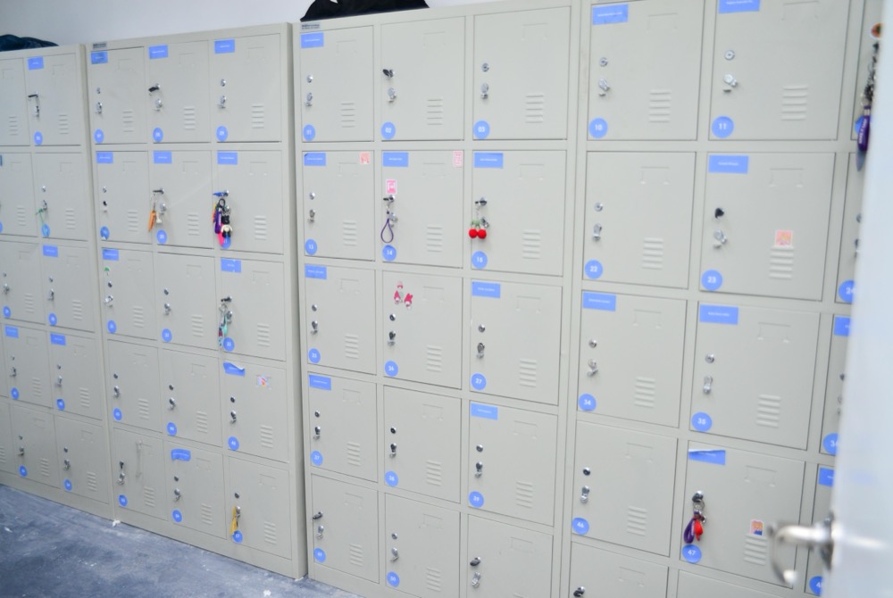 Staff lockers in the office